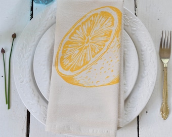 Citrus Napkins - Lemons - Set of 4 - Organic Cotton - Tablescape - Cloth Napkins  - Eco Friendly - Tabletop Decor - Fruit Dinner Napkins