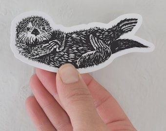 Otter Sticker - 4" Decal - Vinyl Sticker for Your Laptop - Water Bottle or Journal Decal - Sea Otter - Window Decal - Die Cut - Label