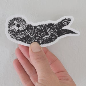 Otter Sticker - 4" Decal - Vinyl Sticker for Your Laptop - Water Bottle or Journal Decal - Sea Otter - Window Decal - Die Cut - Label