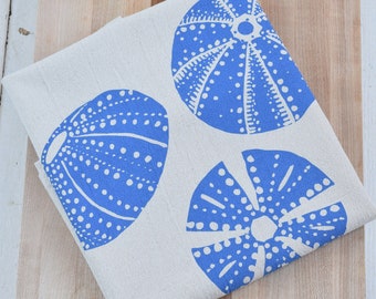 Organic Cotton Tea Towel - Sea Urchin Print - Screen Printed - Flour Sack - Eco Friendly - Kitchen Decor - Hostess Gift - Bar - Nautical