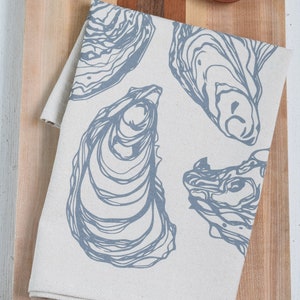 Oyster Tea Towel - Organic Cotton - Oysters - Screen Printed - Unpaper Towel - Eco Friendly Kitchen Towels - Flour Sack Towel - Nautical