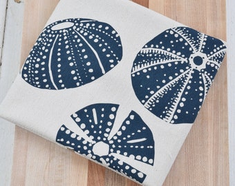 Organic Cotton Tea Towel - Sea Urchin Print - Screen Printed - Flour Sack - Eco Friendly - Kitchen Decor - Hostess Gift - Bar - Nautical