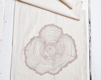 Tea Towel - Tree Ring - Organic Cotton - Screen Printed - Unpaper Towel - Flour Sack Towel - Kitchen Towels - Woodland Decor