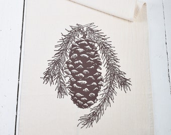 Pine Cone Tea Towel - Flour Sack Towel - Woodland Kitchen Decor - Cotton Dishcloth - Tea Towels - Tea Towel Flour Sack - Kitchen Towels