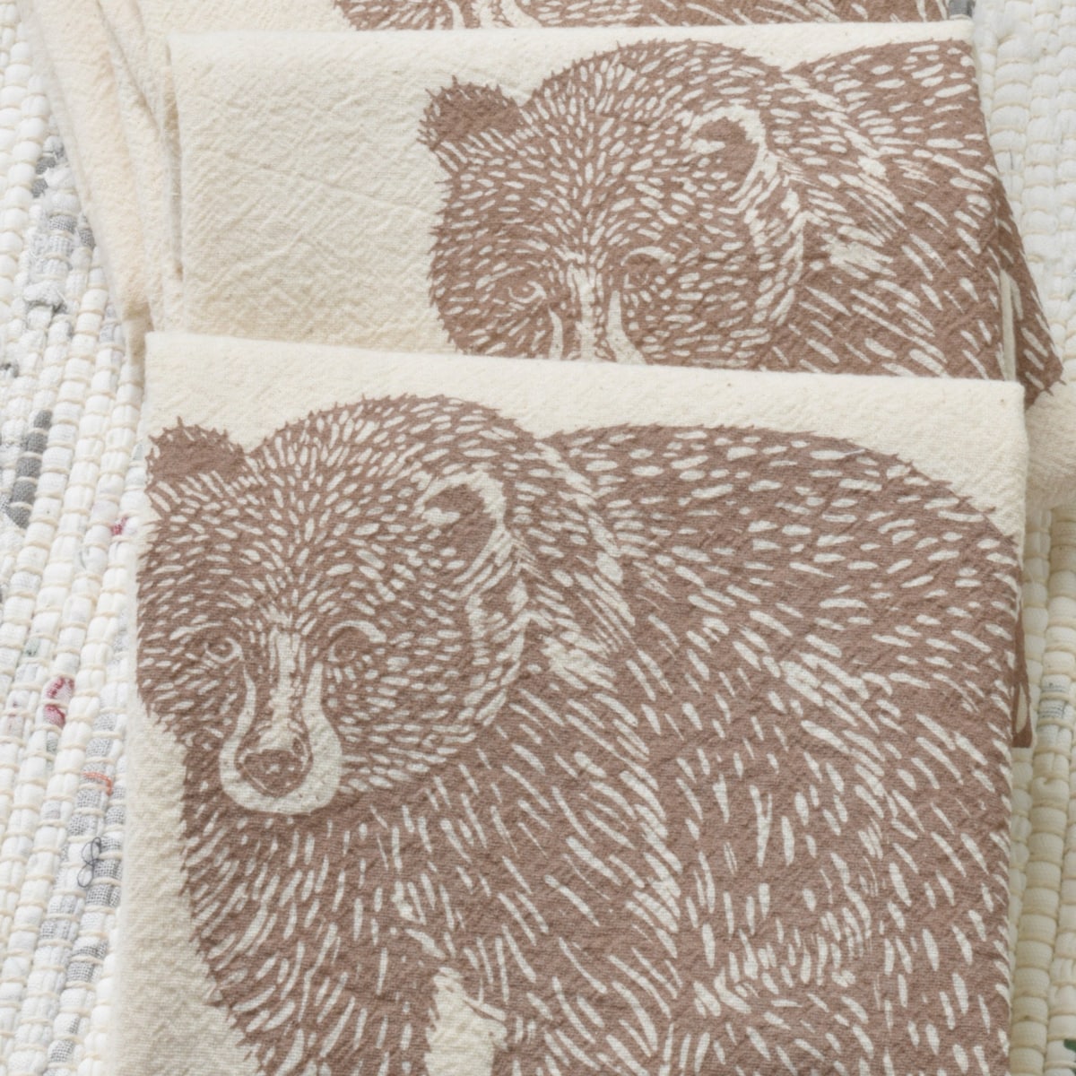 Bear Cloth Napkins Organic Cotton Set of 4 Eco Friendly Kitchen Towels Woodland Decor Screen Printed Animal Napkins Black Bear - Etsy