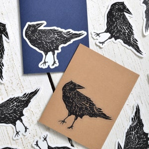 Crow Sticker: Hand Drawn Raven Decal - 4&quot; Die Cut Vinyl