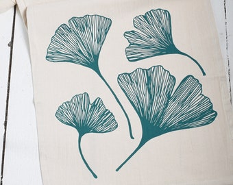 Ginkgo Leaf Tea Towel - Organic Cotton - Ginkgo Biloba - Screen Printed - Unpaper Towel - Eco Friendly Kitchen Towels - Flour Sack Towel