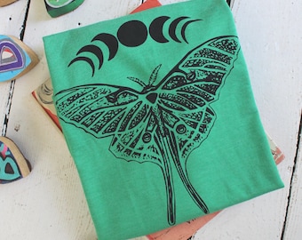 Kids Luna Moth Tee - Organic Kids T-shirt - Moon Luna Shirt - Children's Animal Shirt - Tri-Blend - Graphic Tees - Children's Gift - Unisex