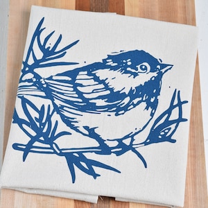 Chickadee Tea Towel - Organic Cotton - Maine Bird - Floursack Towel - Screen Printed - Eco Friendly - Kitchen Decor - Songbird Tea Towel