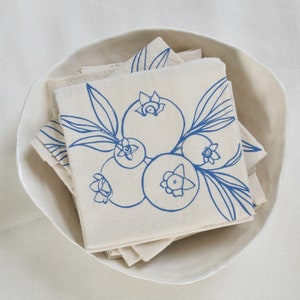 Blueberry Napkins - Organic Cotton - Set of 4 - Cloth Napkins - Tabletop Decor - Table Setting - Farmhouse - Wild Blueberries - Tablescape