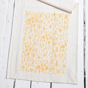 Tea Towel Organic Cotton Fern Print Flour Sack Towel Eco Friendly Organic Tea Towel Yellow image 1