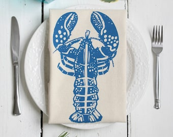 Lobster Tea Towel - Organic Cotton - Flour Sack Kitchen towel - Nautical Decor - Lobsters - Eco Friendly - Unpaper Towels - Maine Lobster
