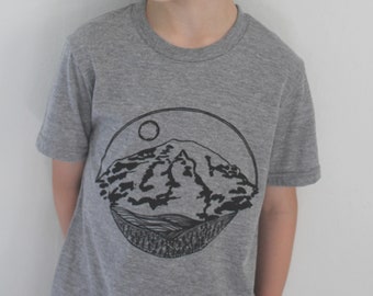 Kids Mountain Tee - Organic Kids T-shirt - Hiking Shirt - Children's Animal Shirt - Tri-Blend - Graphic Tees - Children's Gift - Unisex