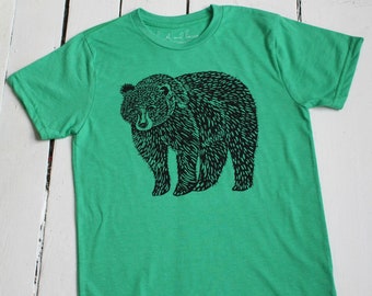 Kids Bear Tee - Organic Kids T-shirt - Children's Animal Shirt - Tri-Blend - Graphic Tees - Children's Gift - Unisex - Bear Shirts