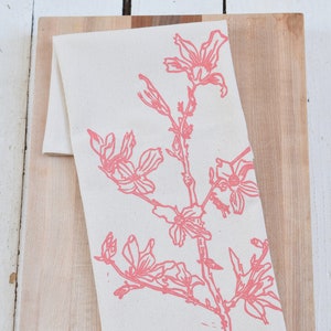 Hand Printed Organic Cotton Napkins: Forsythia Flower Design, Set of 4