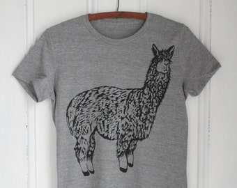 Mens Llama T Shirt - Organic - Llama Tee - Tri-Blend - Farm Animal Shirt - Men's T-Shirts
