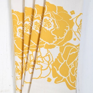 Organic Cotton Cloth Napkins: Mustard Yellow Peony Print, Set of 4