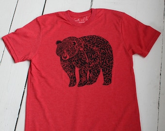 Kids Bear Tee - Organic Kids T-shirt - Children's Animal Shirt - Tri-Blend - Graphic Tees - Children's Gift - Unisex - Bear Shirts