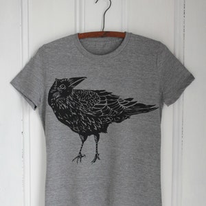 Mens Crow T Shirt - Organic - Raven Tee - Tri-Blend - Animal Shirt - Men&#39;s T-Shirts - Graphic Tee