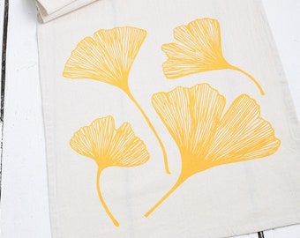 Ginkgo Leaf Tea Towel - Organic Cotton - Ginkgo Biloba - Screen Printed - Unpaper Towel - Eco Friendly Kitchen Towels - Flour Sack Towel