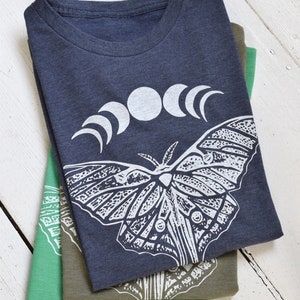 Luna Moth T-Shirt: Organic Recycled Tri-Blend, Moon Phases