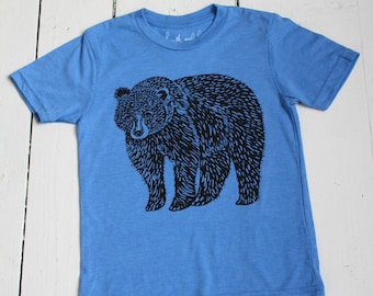 Kids Bear Tee - Organic Kids T-shirt - Children's Animal Shirt - Tri-Blend - Graphic Tees - Children's Gift - Unisex - Bear Shirts - Soft