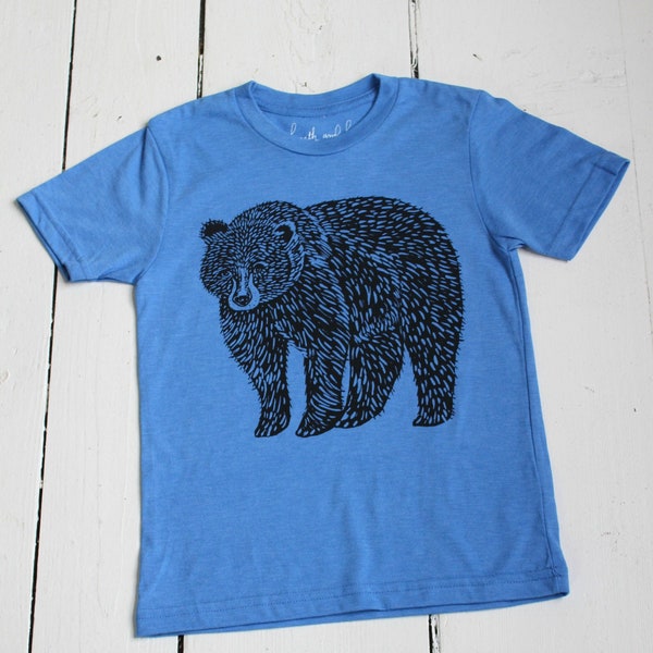 Kids Bear Tee - Organic Kids T-shirt - Children's Animal Shirt - Tri-Blend - Graphic Tees - Children's Gift - Unisex - Bear Shirts - Soft