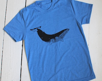 Kids Whale Tee - Organic Kids T-shirt - Humpback Shirt - Children's Animal Shirt - Tri-Blend - Graphic Tees - Children's Gift - Unisex Kid's