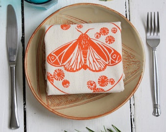 Moth Print Napkins - Set of 4 - Organic Cotton - Tablescape - Cloth Napkins  - Eco Friendly - Tabletop Decor - Butterfly Napkins - Pollinate