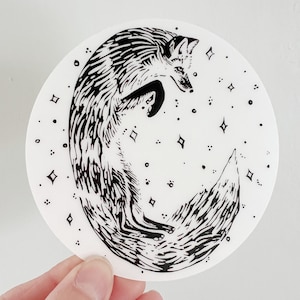 Autocollant Fox - Autocollant 4 » - Autocollant vinyle pour votre ordinateur portable - Bouteille d’eau ou autocollant de journal - Renard céleste - Décalque de fenêtre - Découpe - Étiquette