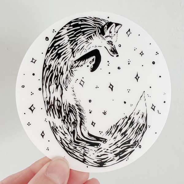 Fox Sticker - 4" Decal - Vinyl Sticker for Your Laptop - Water Bottle or Journal Decal - Celestial Fox - Window Decal - Die Cut - Label