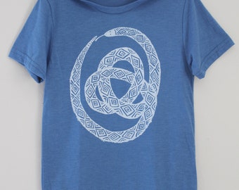 Kids Snake Tee - Organic Kids T-shirt - Serpent - Children's Animal Shirt - Tri-Blend - Graphic Tees - Children's Gift - Unisex - Ouroboros