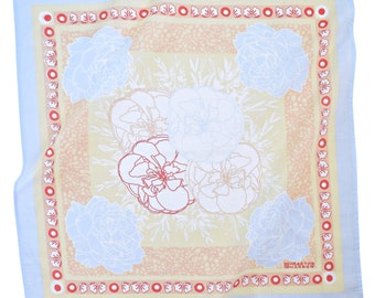 Peony Bandana: Vintage Inspired Floral Print Handkerchief  Soft 100% Cotton Flower Hair Scarf