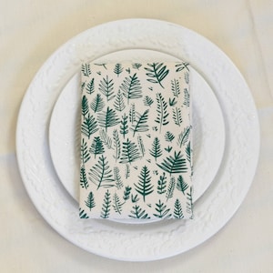 Cloth Napkins Set of 4 Organic Cotton Ferns Screen Printed Unpaper Towels Kitchen Towels Eco Friendly Table Setting image 1