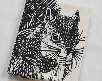 Tea Towel - Squirrel - Organic Cotton - Eco Friendly Kitchen Towel - Organic Flour Sack Towel - Screen Printed - Woodland Decor - Cute