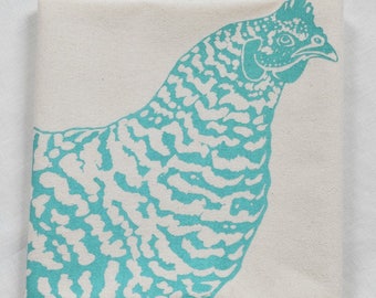 Tea Towel - Chicken - Organic Cotton - Hen Kitchen Towel - Organic Flour Sack Towel - Screen Printed - Farmhouse Decor
