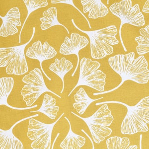 Ginkgo Leaf Bandana 100% Cotton Handkerchief Mustard Yellow Hand Screen Printed Soft and Washable Ginkgo Biloba image 4