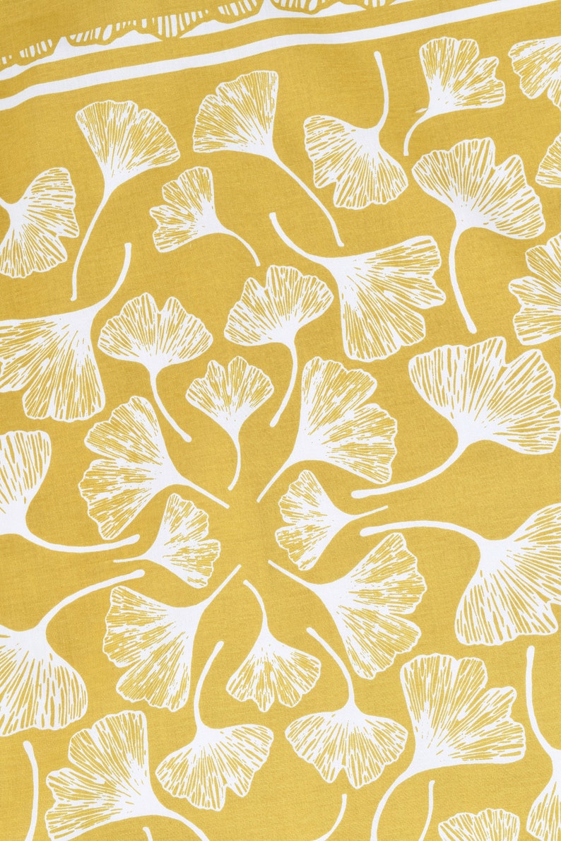 Ginkgo Leaf Bandana 100% Cotton Handkerchief Mustard Yellow Hand Screen Printed Soft and Washable Ginkgo Biloba image 4