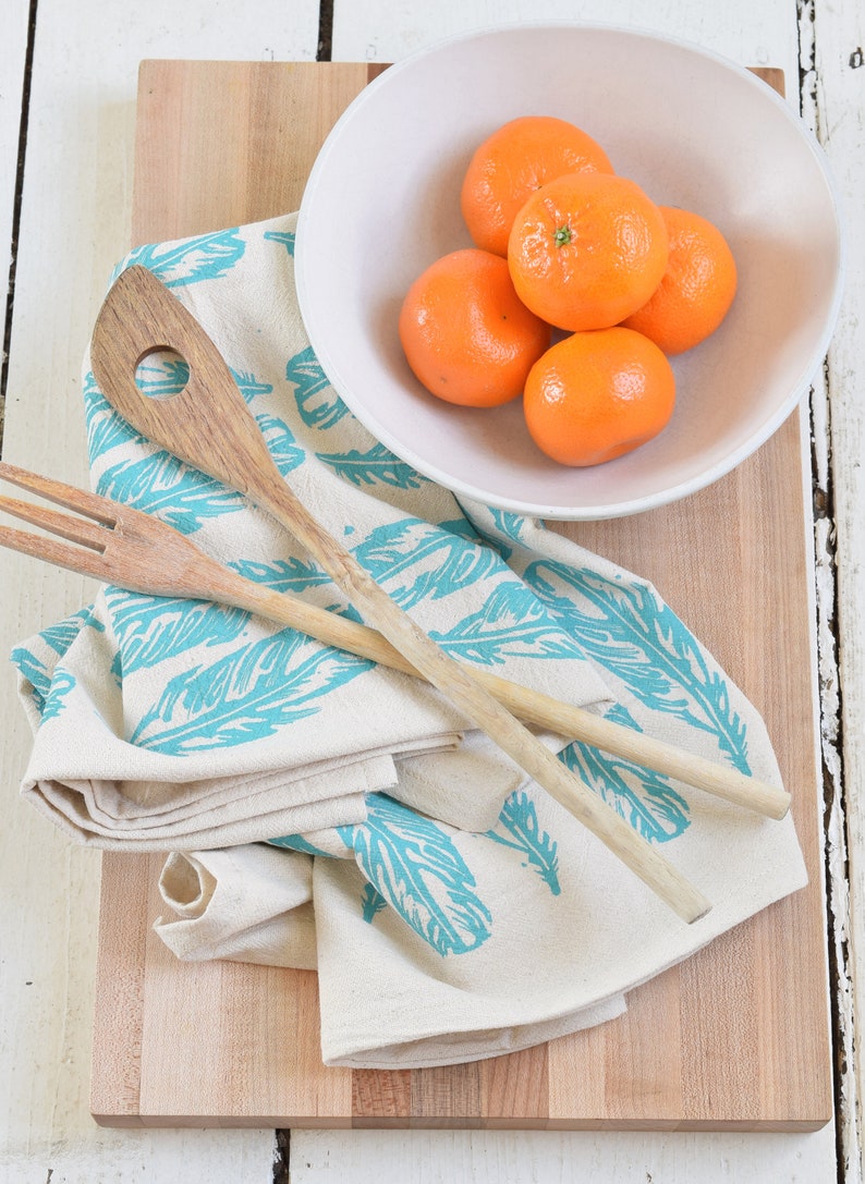 HearthandHarrow Block Feather Tea Towel - Thumbnail 2