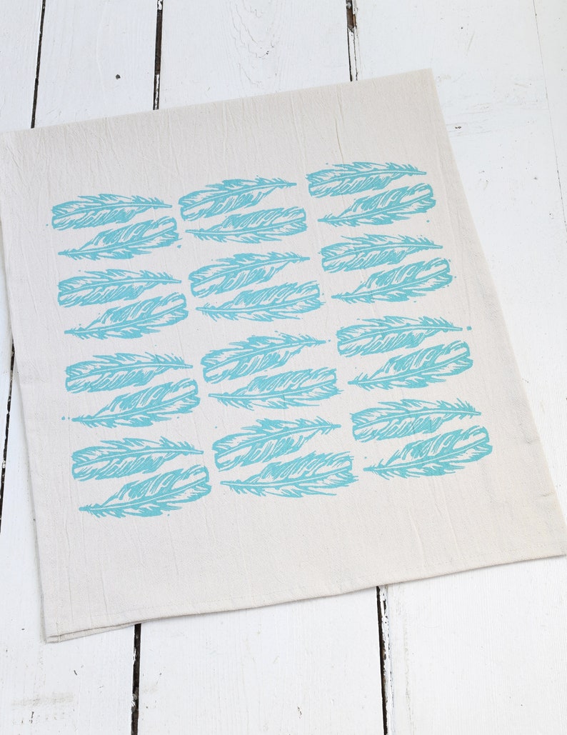 HearthandHarrow Block Feather Tea Towel - Thumbnail 5