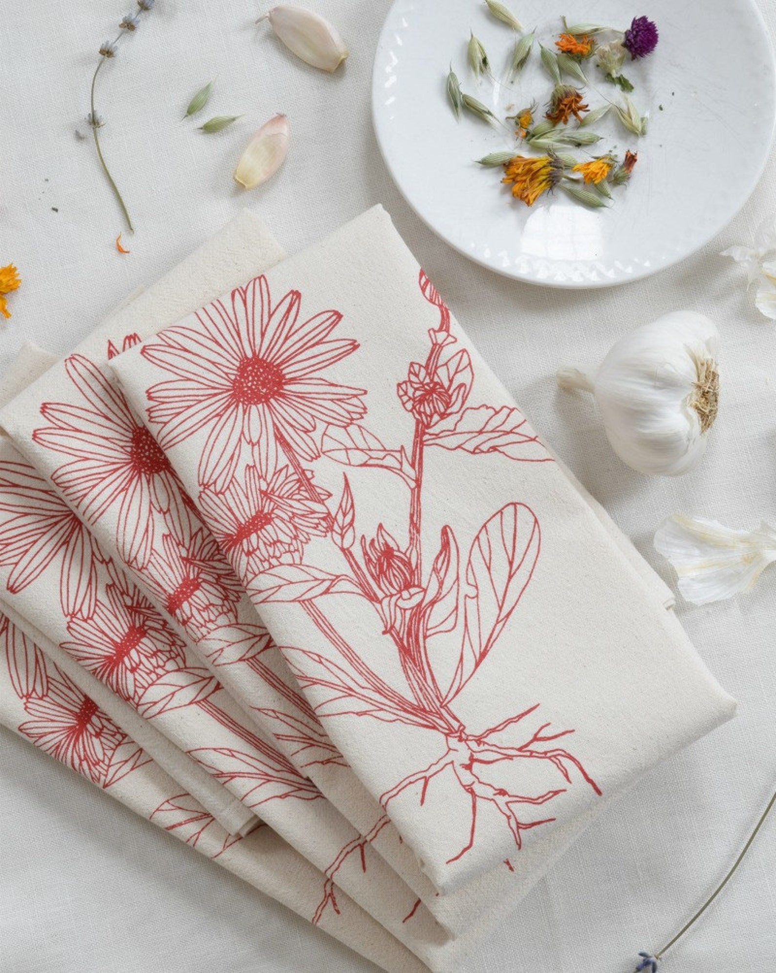 Cloth Napkins Organic Cotton Set of 4 Botanical Print Etsy Sweden