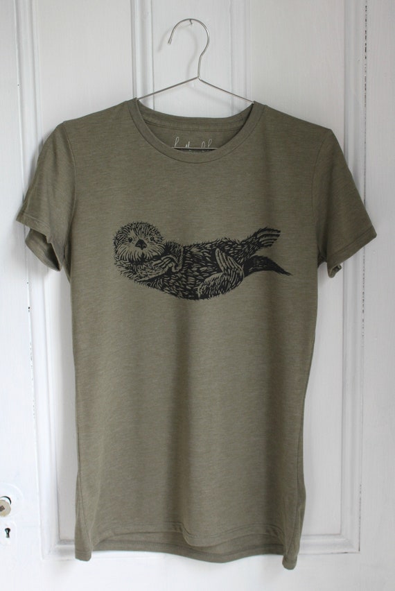 Otter Tee: Hand Screen Printed Organic Tri-Blend Women's T-Shirt