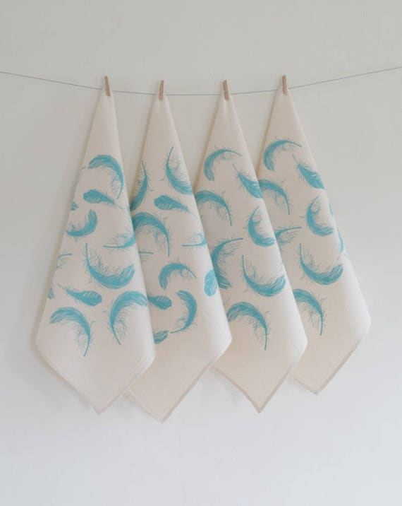 Cloth Napkins Set of 4 Organic Cotton Feathers Unpaper Towels