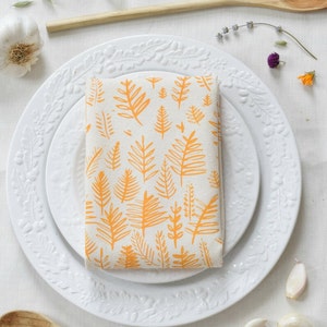 Tea Towel Organic Cotton Fern Print Flour Sack Towel Eco Friendly Organic Tea Towel Yellow image 3