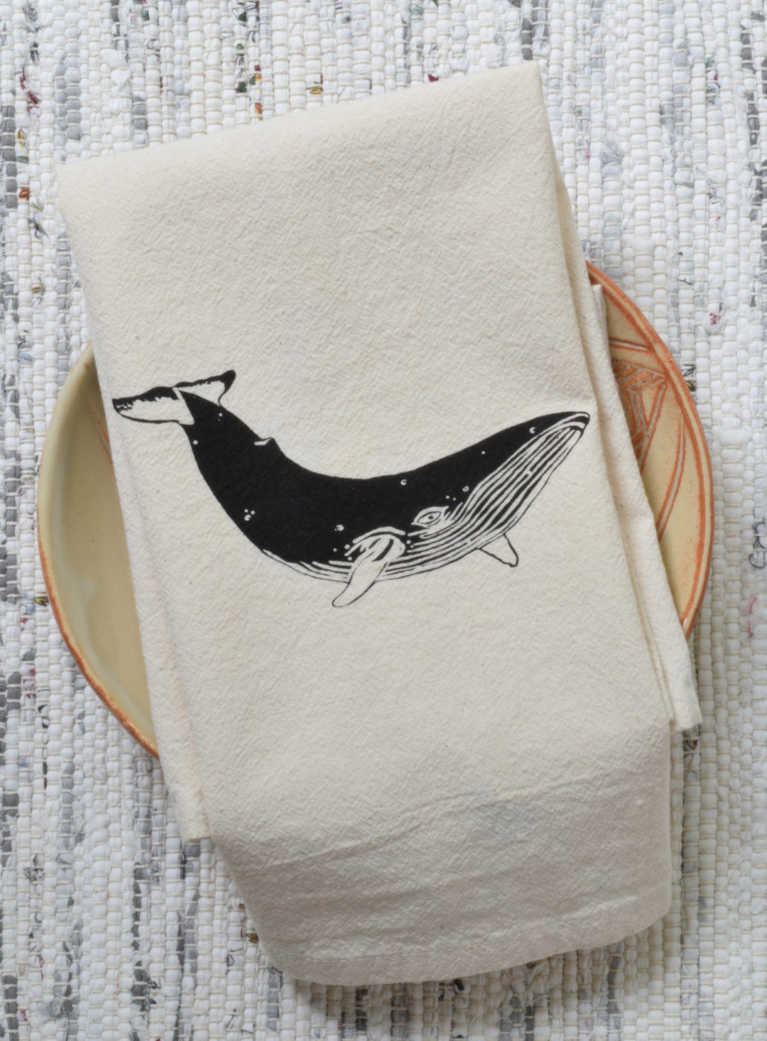 Whale Cloth Napkins Set of 4 Organic Cotton Black Unpaper Towels