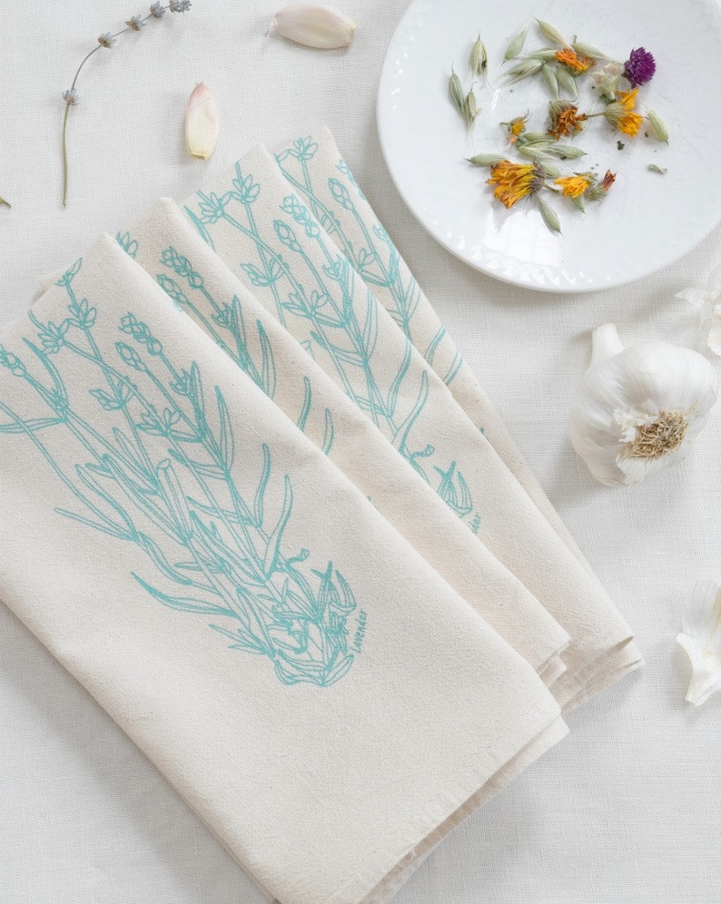 Cloth Napkins Organic Cotton Set of 4 Lavender Print Etsy