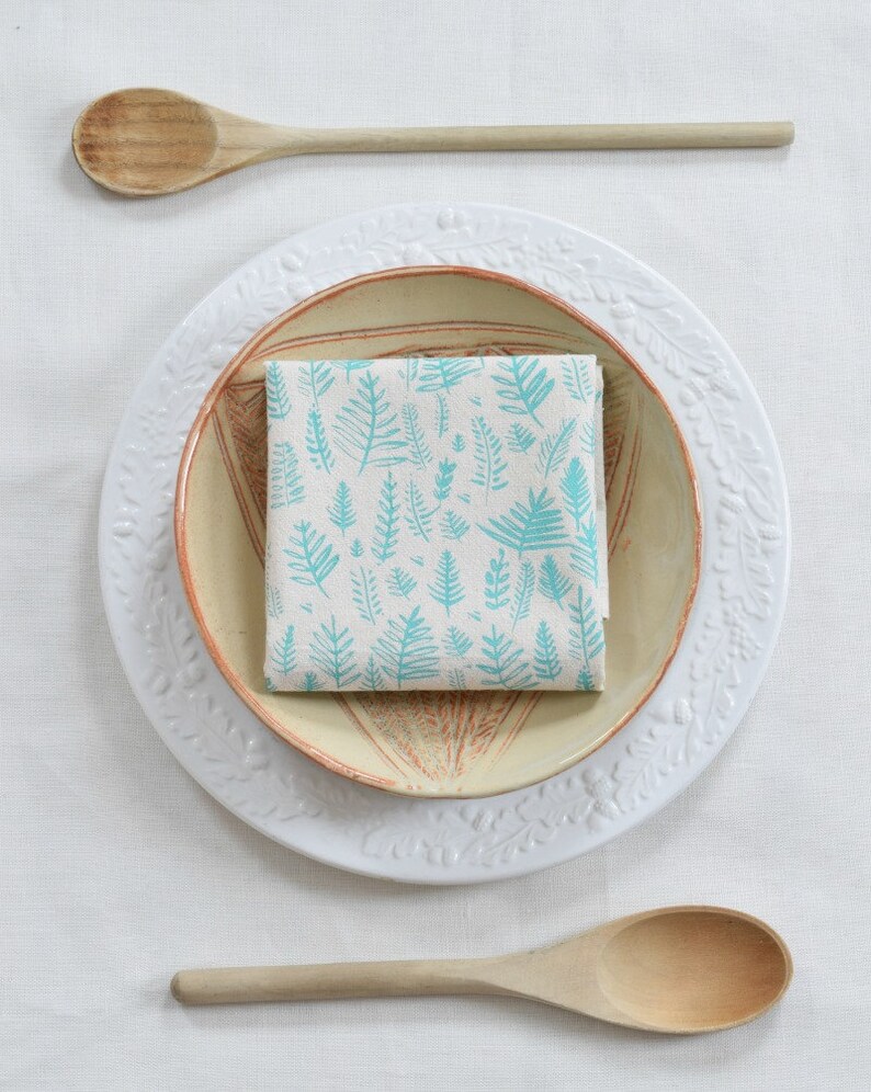 Cloth Napkins Organic Cotton Set of 4 Fern Print Etsy
