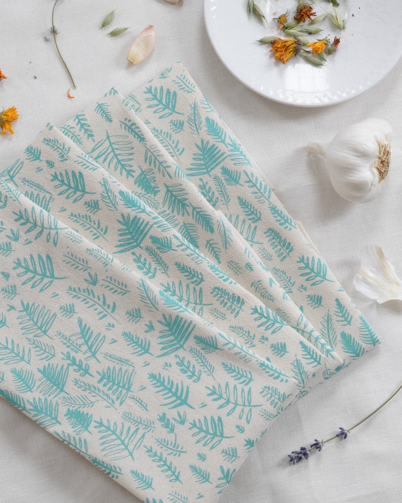 Cloth Napkins Organic Cotton Set of 4 Fern Print Etsy