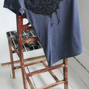 Womens Crow T Shirt Organic Recycled Fabric Super Soft Crows Tri-Blend Raven Print Women's T-Shirts Dark Blue Bird T-Shirt image 3