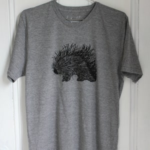 Mens T Shirt Organic Porcupine Tee Tri-Blend Hand Screen Print Men's T-Shirts Graphic T-shirt Slow Fashion Eco Fashion image 2